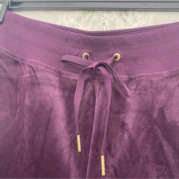 Calvin Klein Size 0X Plus Pants Purple Velvet Sweatpants Elastic Ties 30" Inseam - Picture 4 of 7